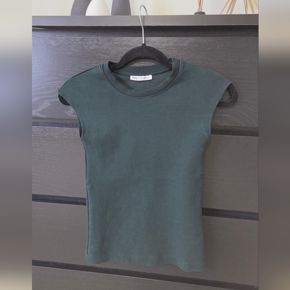 Zara Dark Green Sleeveless Top